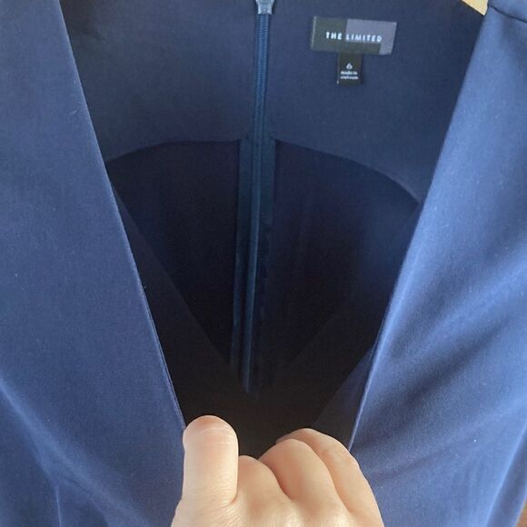 The Limited Solid Navy One Piece Sleeveless Double V-neck Strait Leg Jumpsuit - Picture 7 of 9